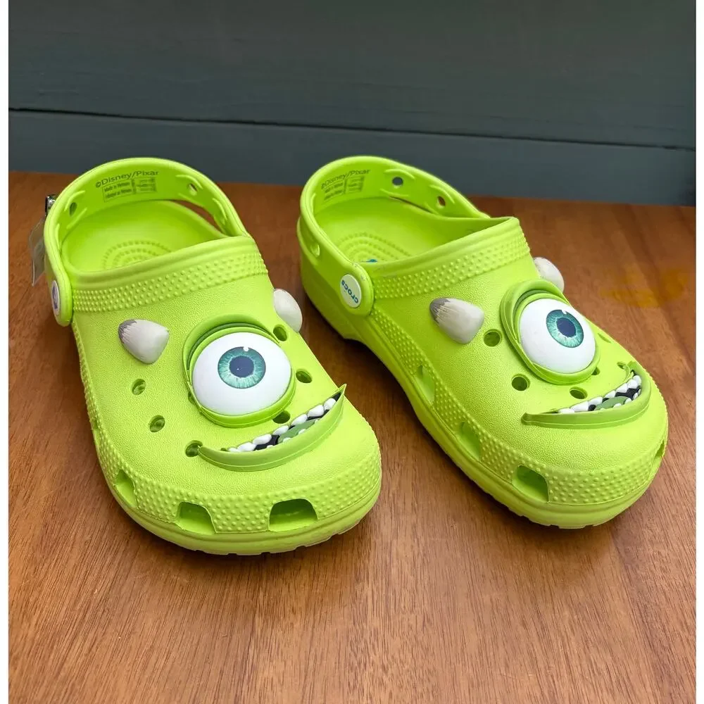 Crocs Disney Pixar Monsters Inc Mike Wazowski Clogs Kids J2 Lime Green Glow